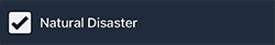 Notification checkbox for Natural Disaster.