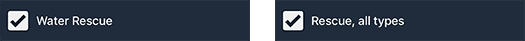 Notification checkboxes for Water Rescue.